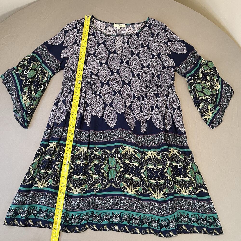 Umgee Women's Tunic Top/Dress Medium Oversized Paisley Bell Sleeve Keyhole - Picture 5 of 7
